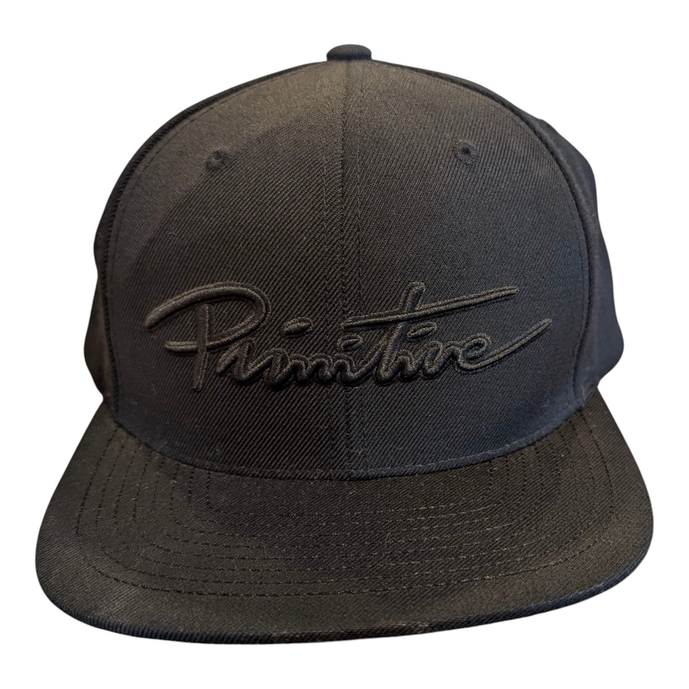 Primitive Skateboarding Black Snapback Hat - Embroidered Logo, Galaxy Brim